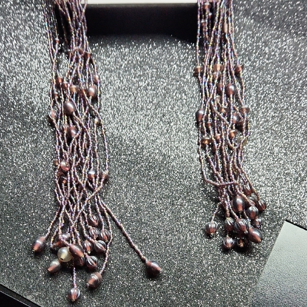 Purple Multi-Strand Seedbead Scarf - Picture 5 of 7